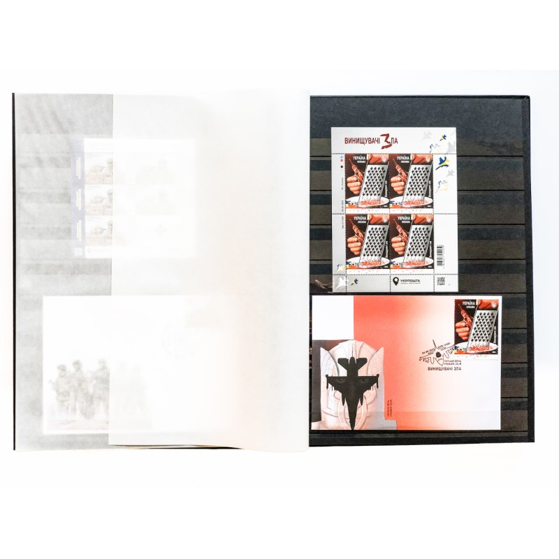 Collection of military postage stamps in sheets and covers with cancellation «First Day» in an exclusive stockbooks