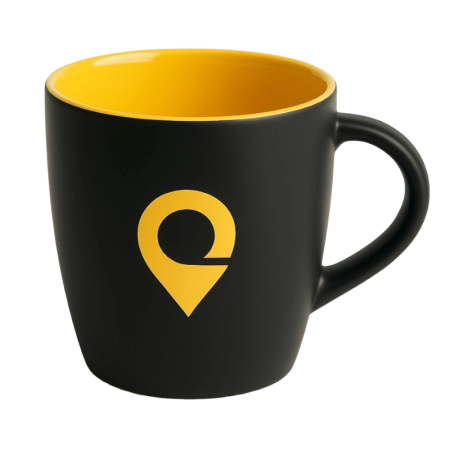 Керамічна чорно-жовта чашка з логотипом (300 мл)