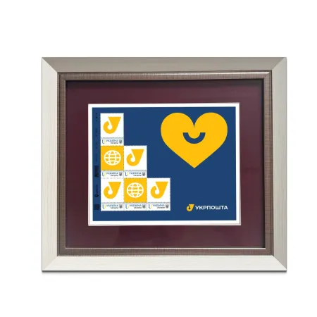 Frame with dark red mat for 6 stamps (without stamps)