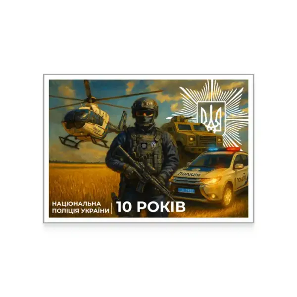 Card «National Police of Ukraine. 10 years» according to the project «Personalized stamp»