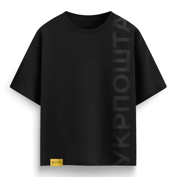 Oversized T-shirt black print «Ukrposhta + logo» black