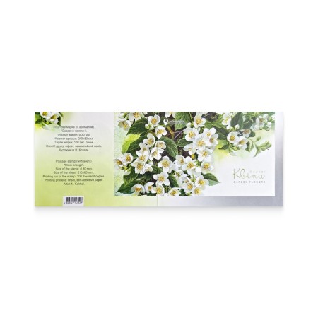 Аркуш «Садовий жасмин Philadelphus L.» на самоклейному папері з ароматом