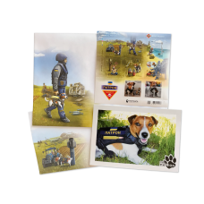 Set of art postage stamps “Dog Patron”