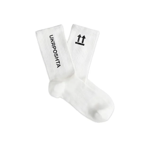 Socks «UKRPOSHTA this side up» size 38-42 white