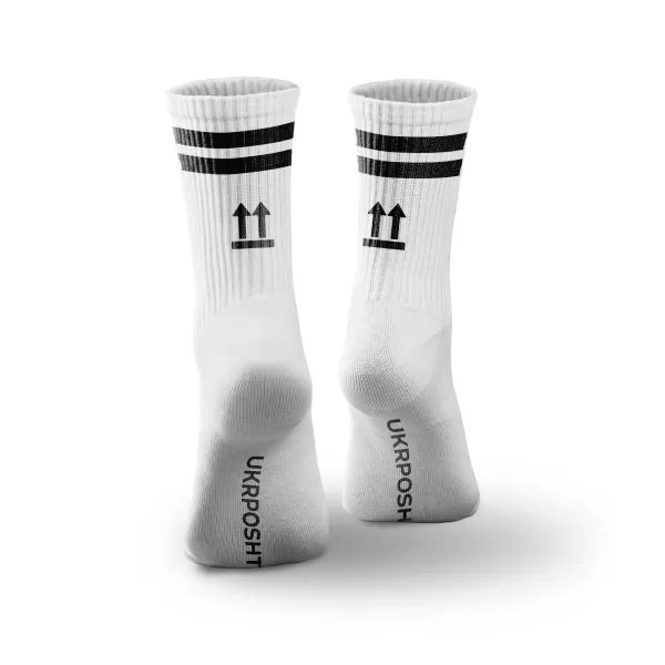 Socks with stripes «UKRPOSHTA this side up» size 38-42 white