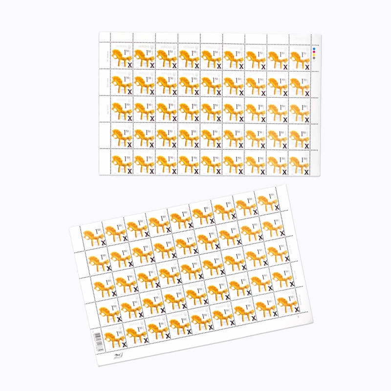 Definitive stamps with facevalue 1,50 "Things of everyday use. Horse" with overprint (1/2 of sheet 45 stamps)